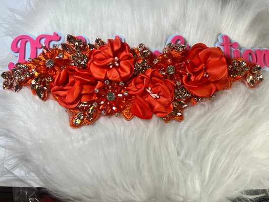 🧡 Orange 3D Floral Appliqué