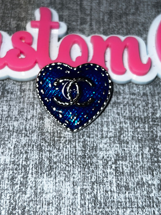 Royal Blue Glitter Heart Fashion Pin Brooch – Glam Decorative Accessory