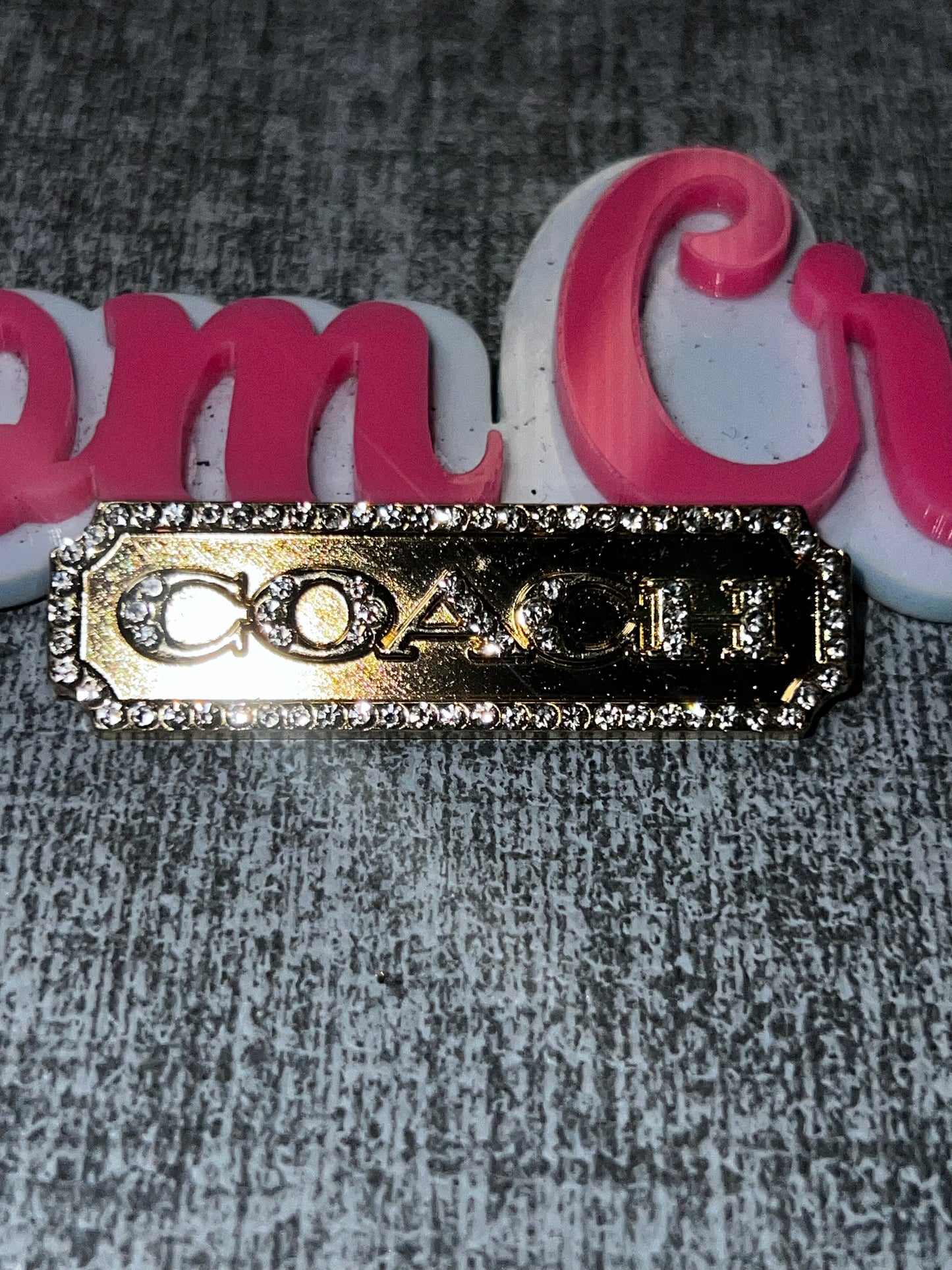Rhinestone Nameplate Charm – Gold Tone Crystal Decorative Charm for Bags and DIY Crafts