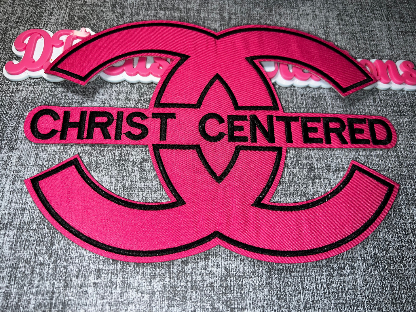 Christ Centered Embroidered Faith Patch – Pink Religious Iron-On Applique