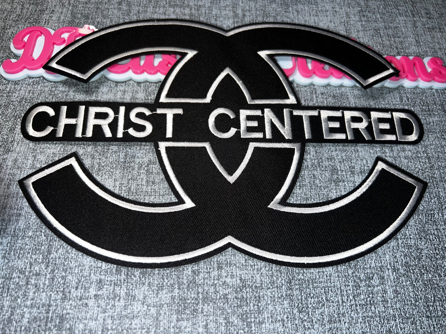 Christ Centered Embroidered Faith Patch – Black Religious Iron-On Applique