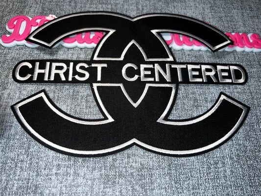 Christ Centered Embroidered Faith Patch – Black Religious Iron-On Applique