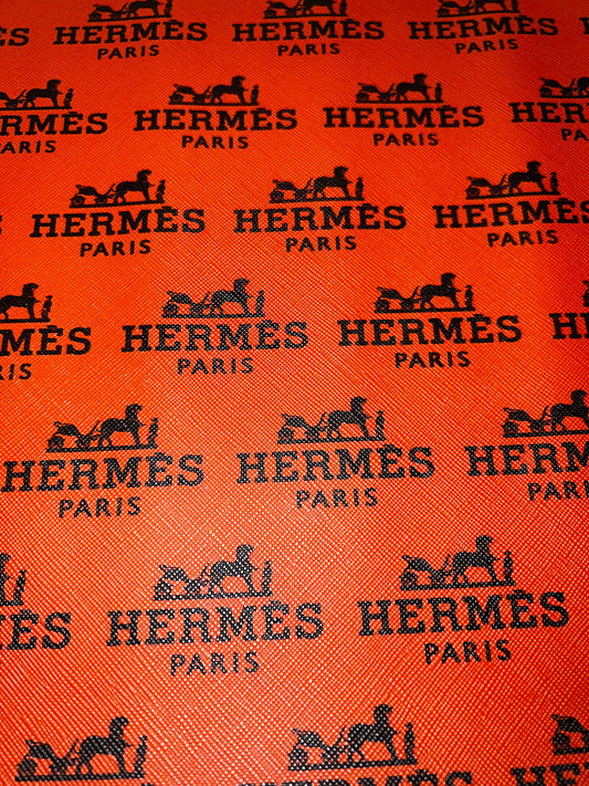 Orange Equestrian Horse Printed Faux Leather Sheet – 9x12 Craft Material