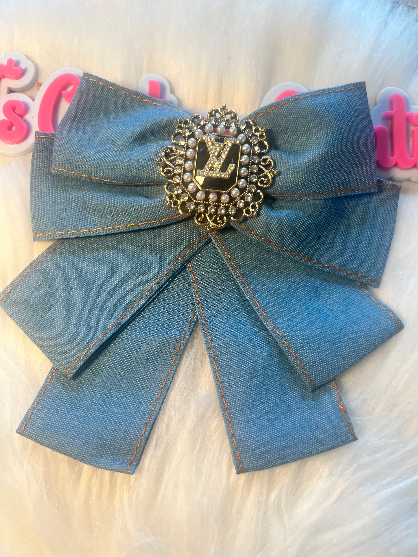 Lite Blue Denim LV Brooch