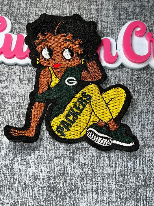 Vintage Glam Girl Embroidered Iron-On Patch