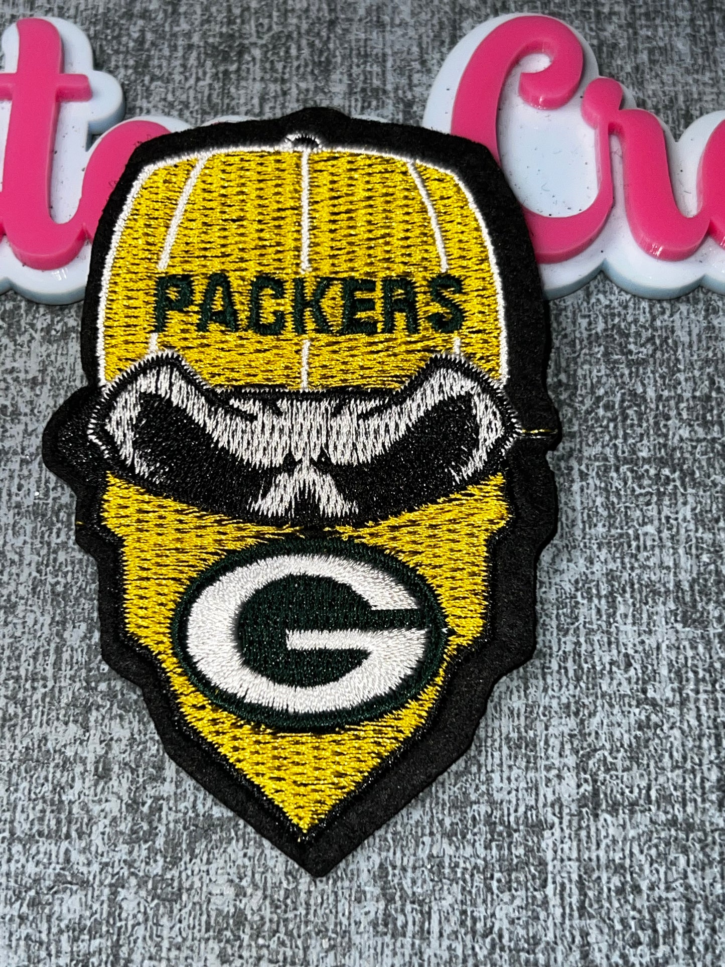 Green Face Mask Embroidered Iron-On Patch – Fan-Inspired Appliqué