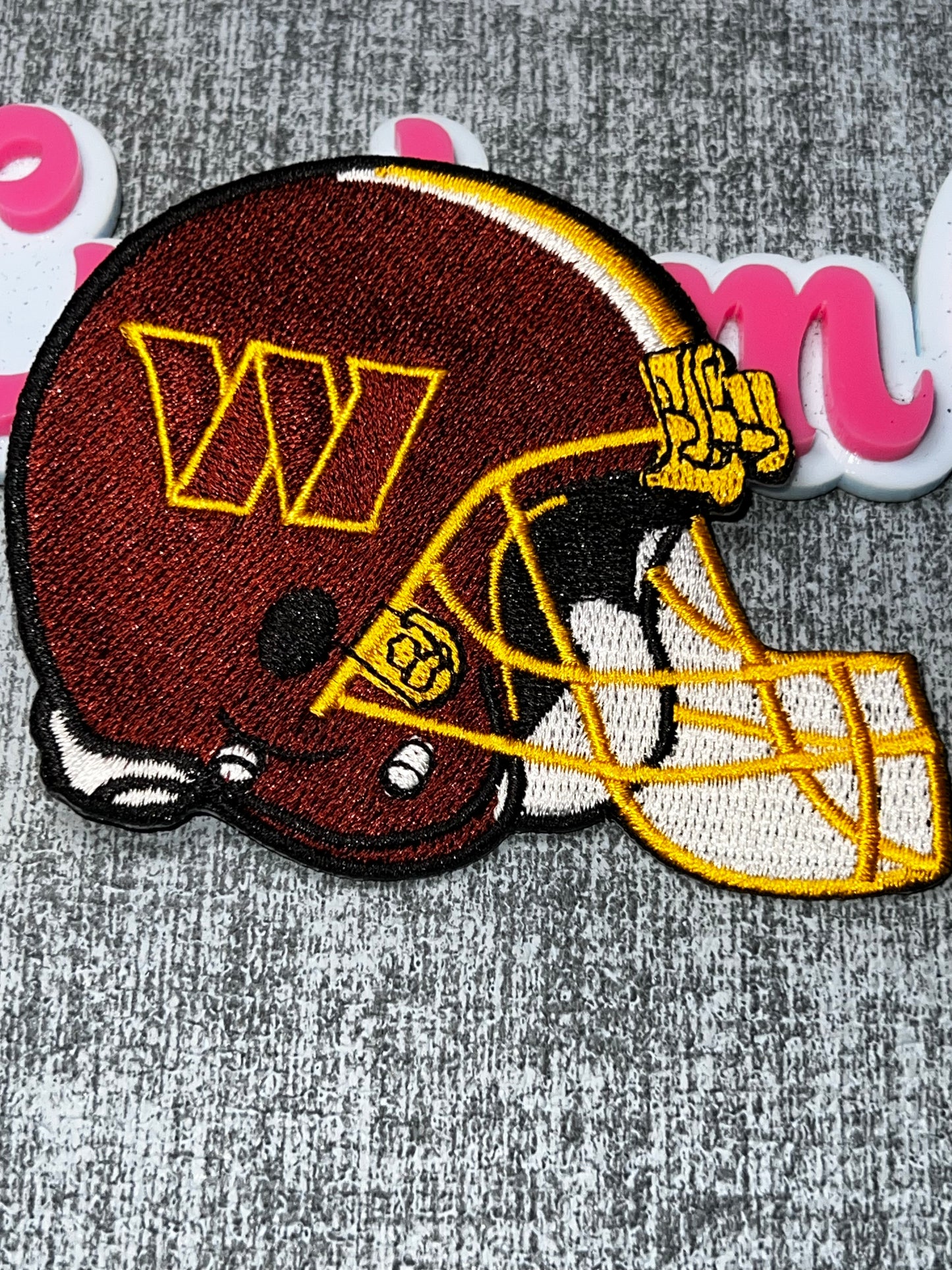 Burgundy & Gold Helmet Embroidered Iron-On Patch