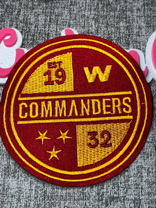 Burgundy & Gold Round Embroidered Emblem Iron-On Patch