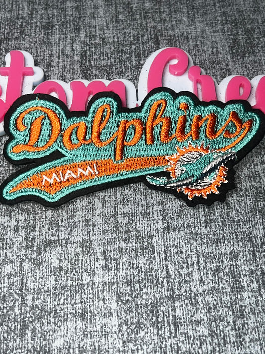 Aqua Orange Script Embroidered Iron-On Patch – DIY Appliqué