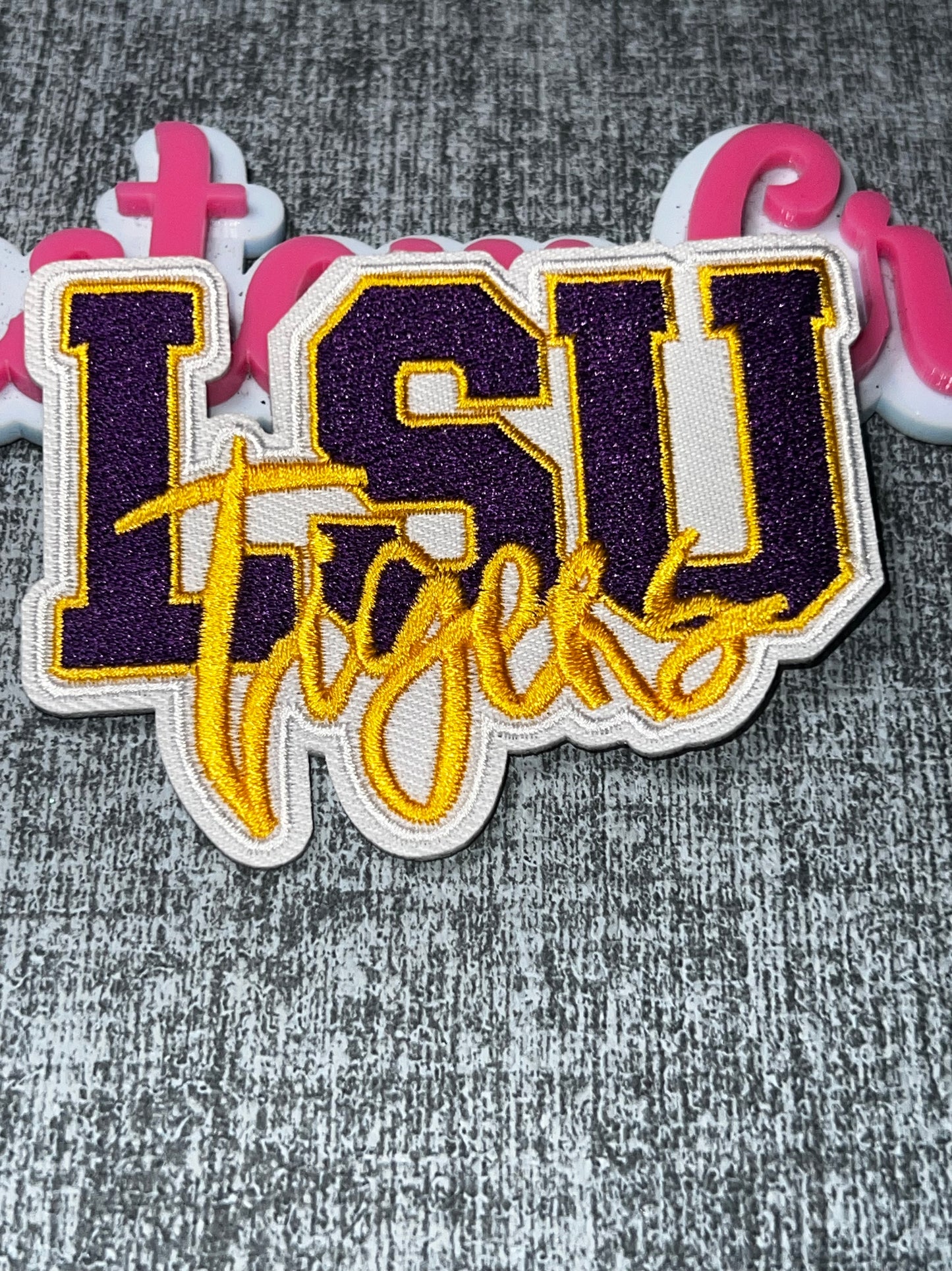 Purple Gold Script Embroidered Iron-On Letter Patch – DIY Appliqué