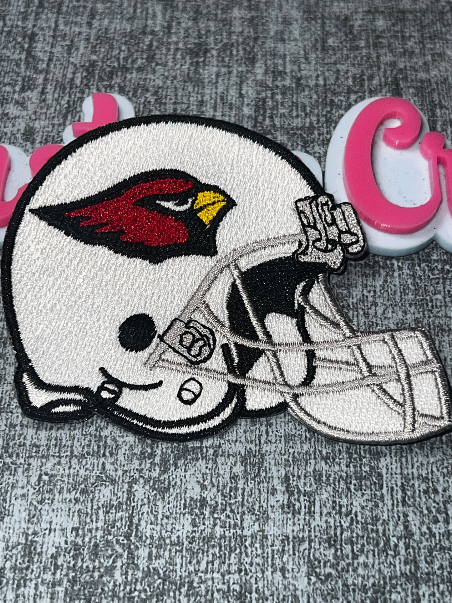 White Bird Helmet Embroidered Iron-On Patch – Sports Style Appliqué