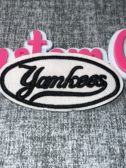 White Script Embroidered Iron-On Patch – Decorative Letter Appliqué