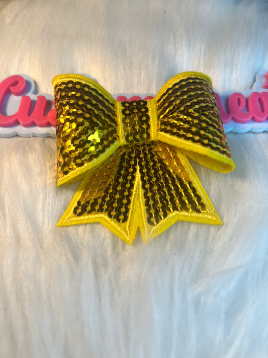 Sequin Yellow Bow