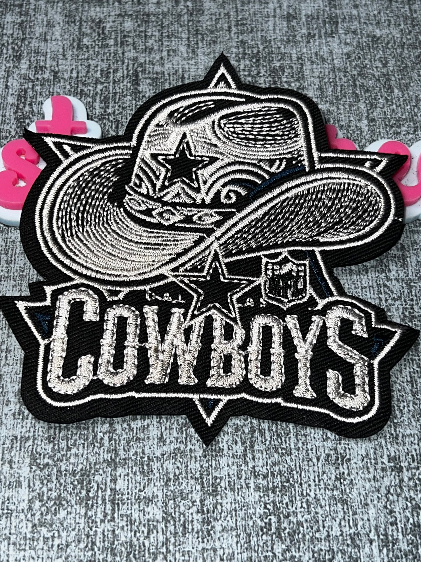 Western Hat Fan Embroidered Iron-On Patch | Decorative Sports Appliqué Big