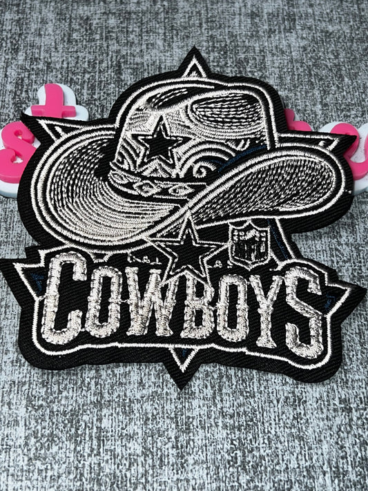 Western Hat Fan Embroidered Iron-On Patch | Decorative Sports Appliqué Big