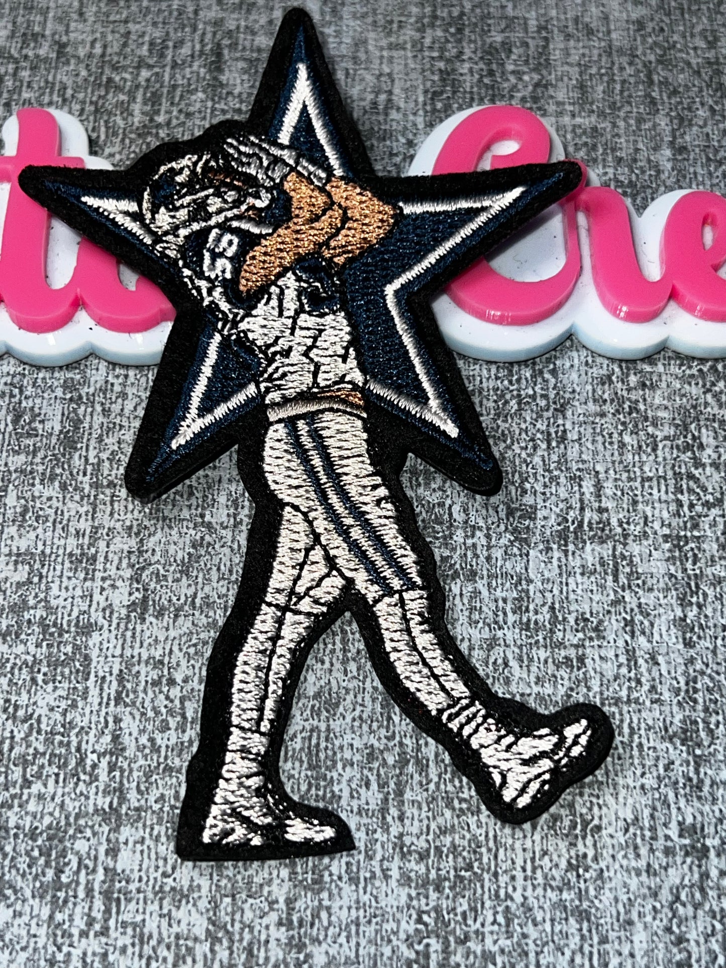 Player Star Silhouette Embroidered Iron-On Patch | Sports Decorative Appliqué