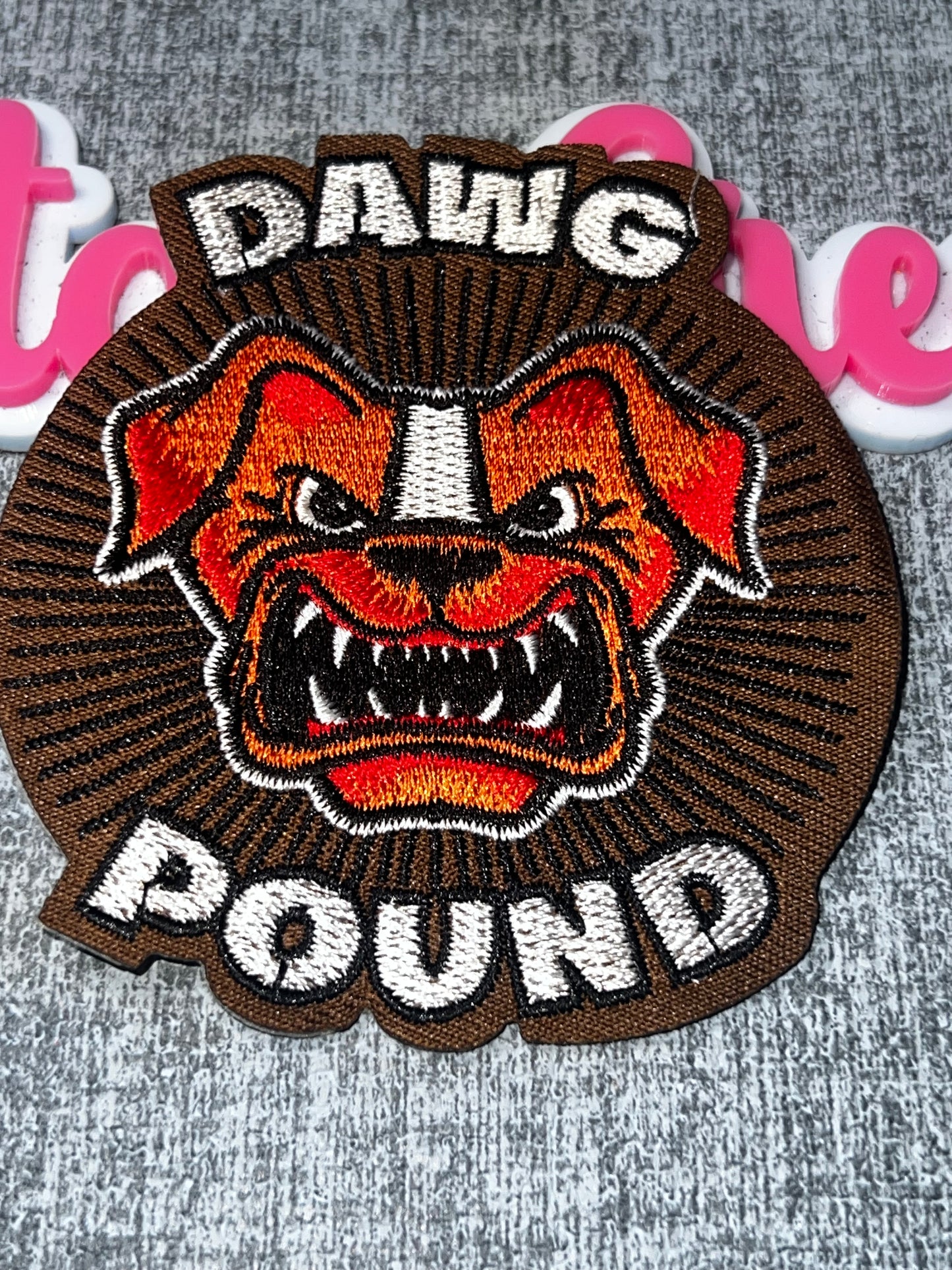 Dawg Pound Mascot Embroidered Iron-On Patch | Fierce Dog Decorative Appliqué