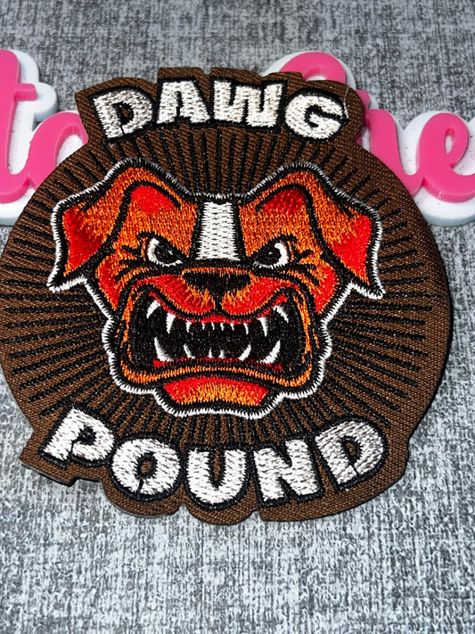 Dawg Pound Mascot Embroidered Iron-On Patch | Fierce Dog Decorative Appliqué