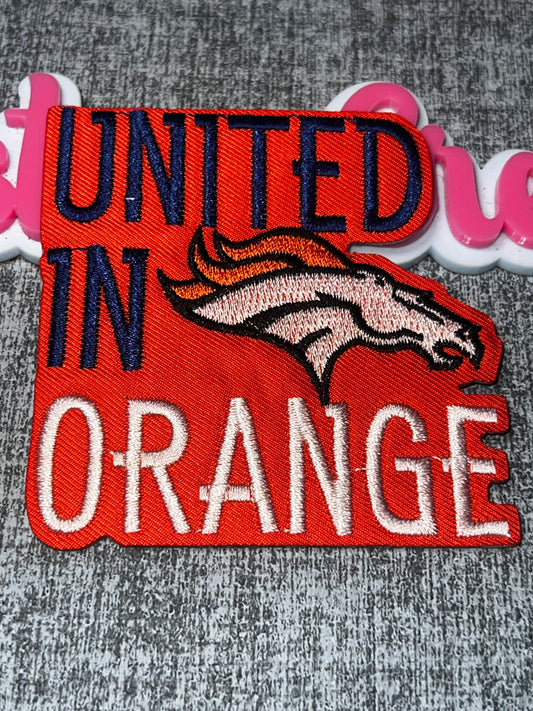 Orange United Embroidered Iron-On Patch | Orange Navy Decorative Appliqué