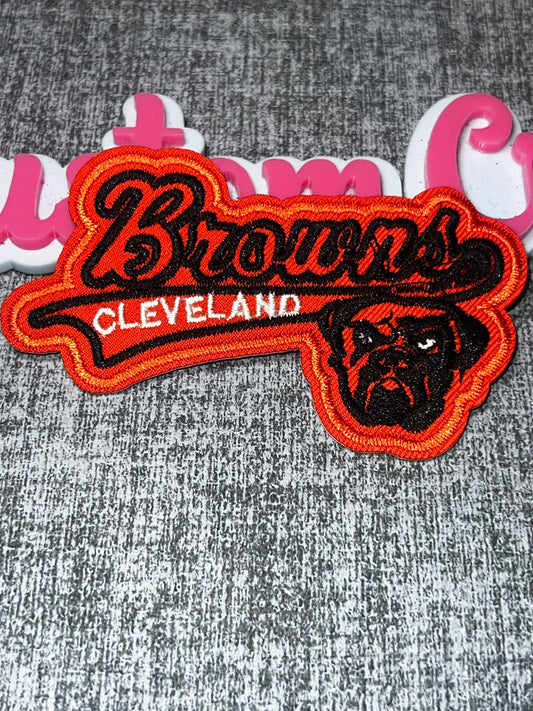 Orange Script Fan Embroidered Iron-On Patch | Decorative Appliqué