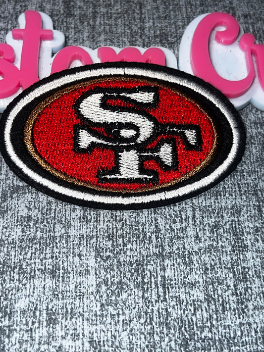 Red & Gold Oval Embroidered Iron-On Patch | Embroidered Sports Appliqué