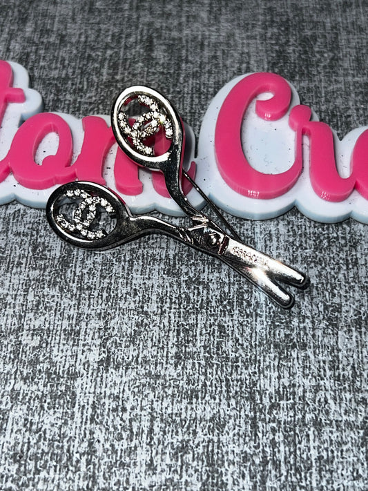 Rhinestone Scissors Fashion Brooch Pin | Silver Decorative Scissors Brooch | Crystal Lapel Pin