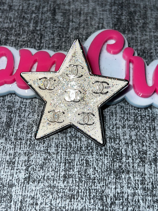White Glitter Star Fashion Brooch Pin | Enamel Star Pin | Decorative Jacket Hat Backpack Pin