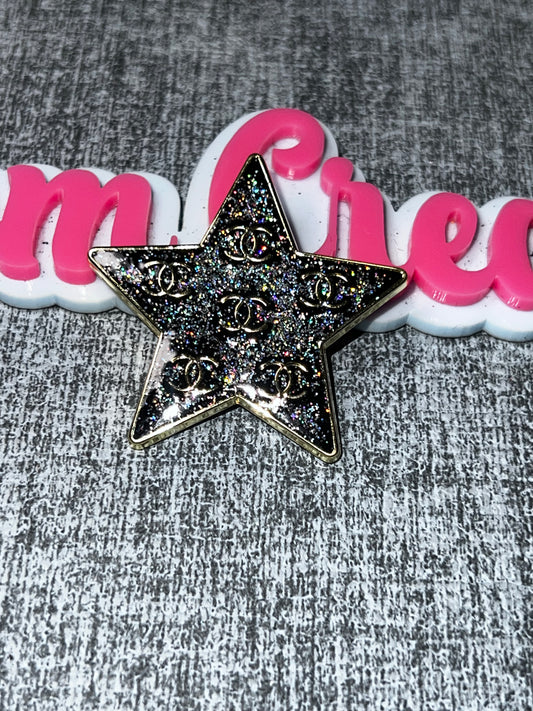 Black Glitter Star Fashion Brooch Pin | Black Enamel Star Brooch | Decorative Lapel Pin