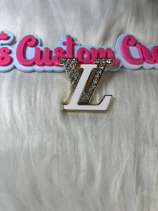 White Gold LV Bling Brooch