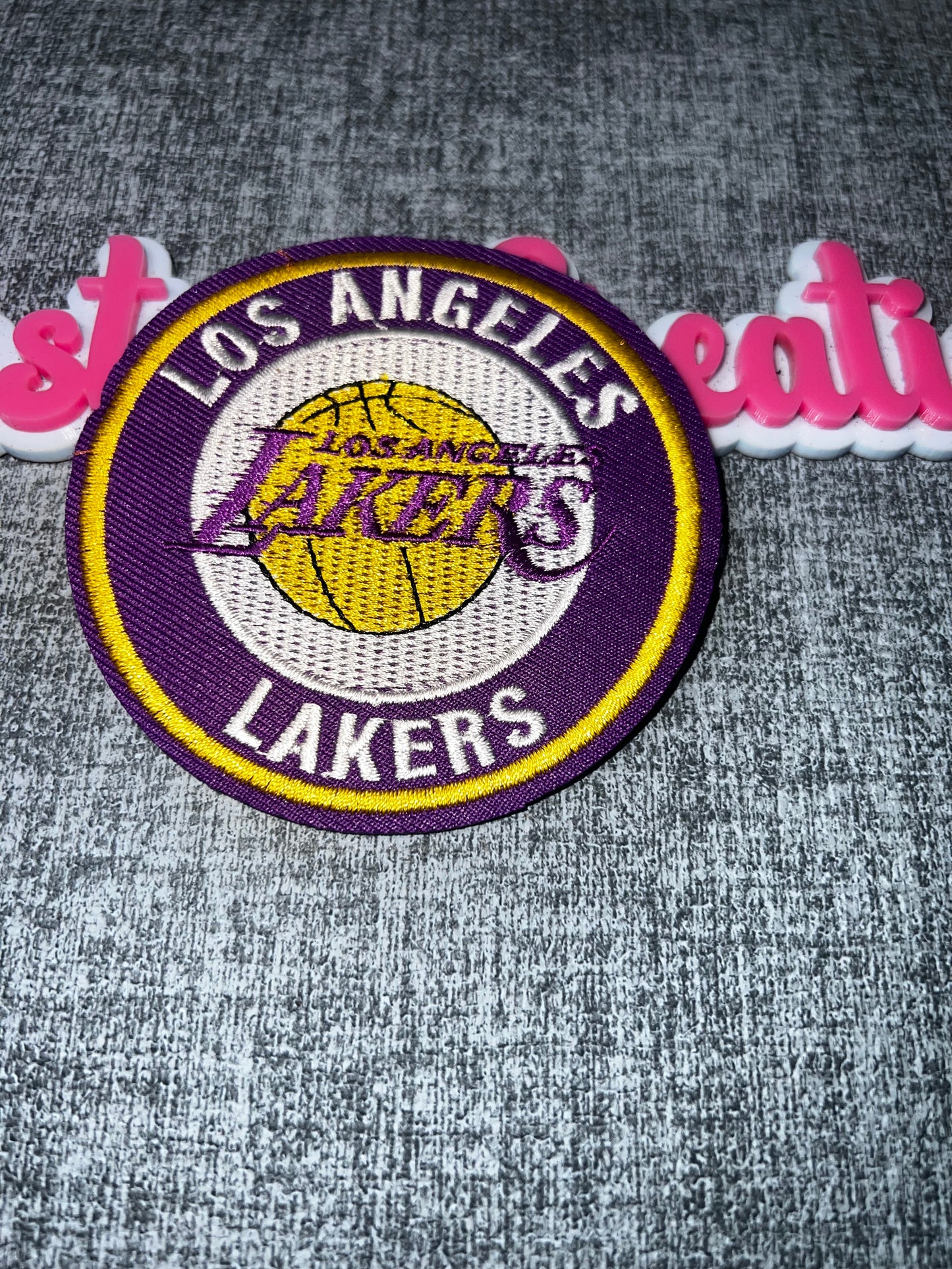 Round Embroidered Iron-On Patch | Purple & Gold Decorative Appliqué