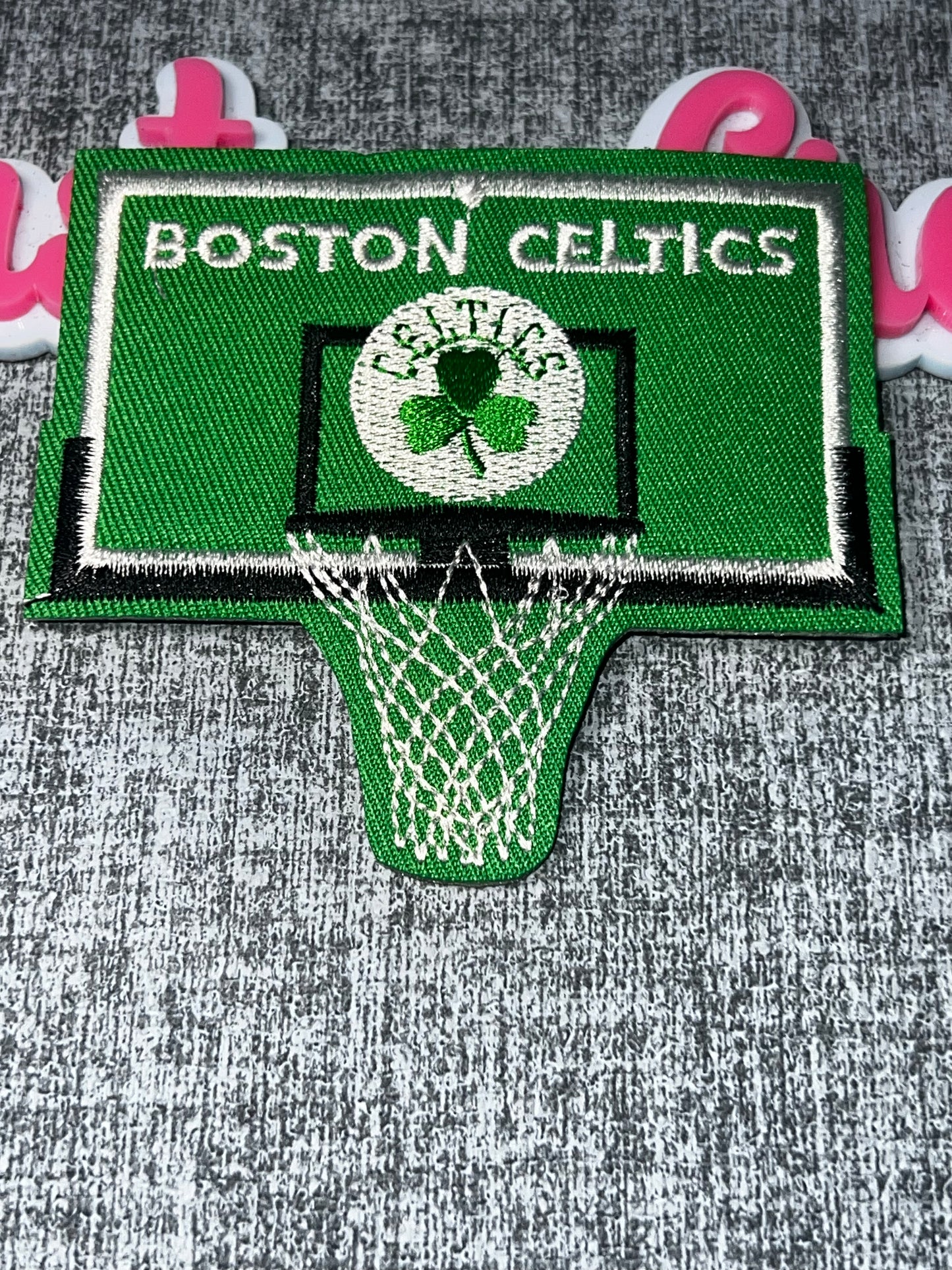 Green Backboard Embroidered Iron-On Patch | Court Graphic Decorative Appliqué