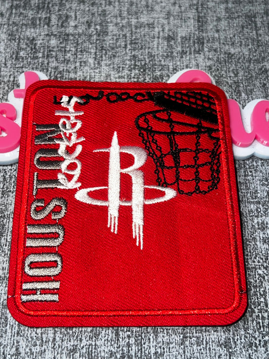 Red Skyline Embroidered Iron-On Patch | City Appliqué for Jackets, Hats & Bags
