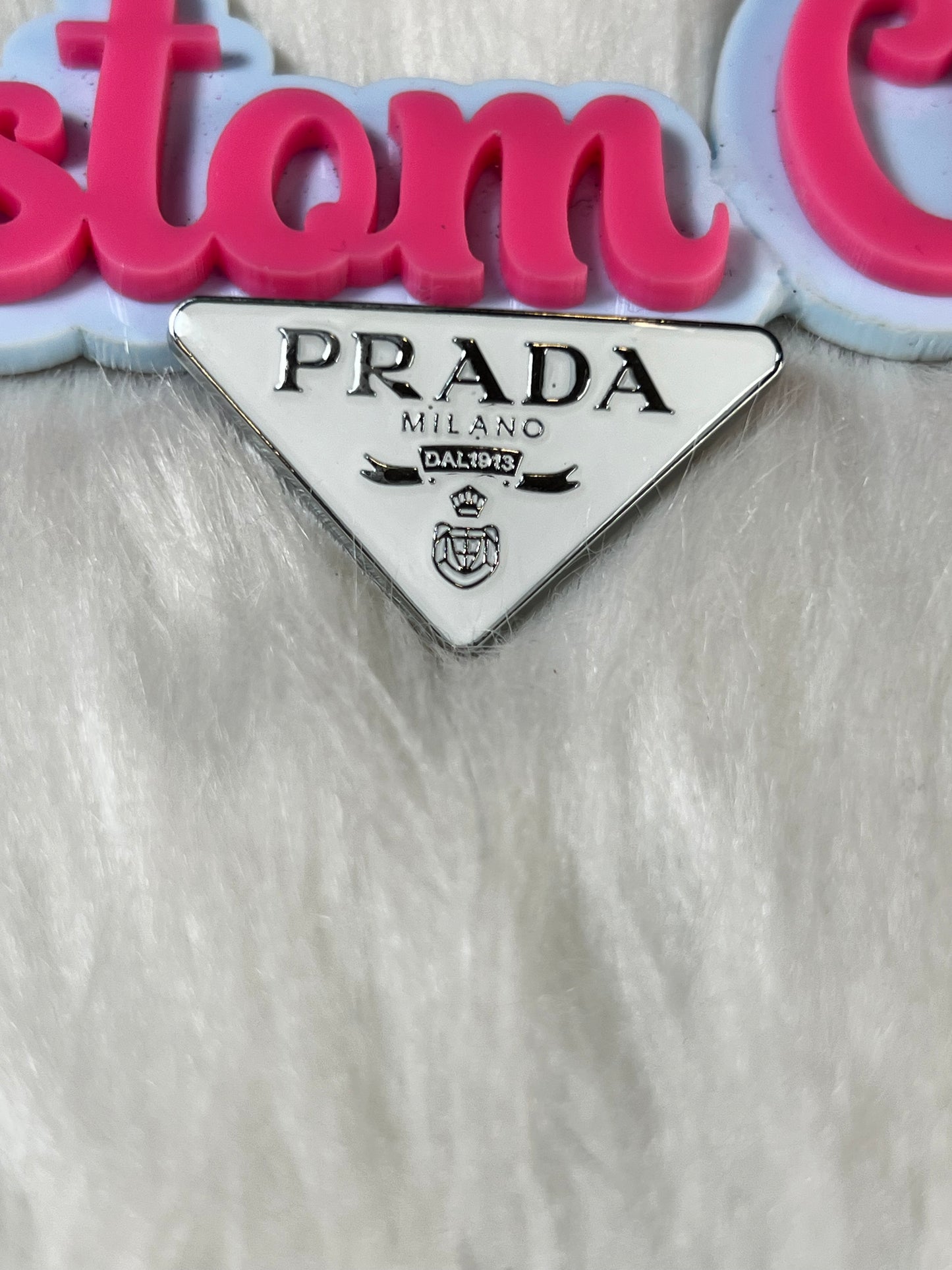 Prada White Silver Brooch