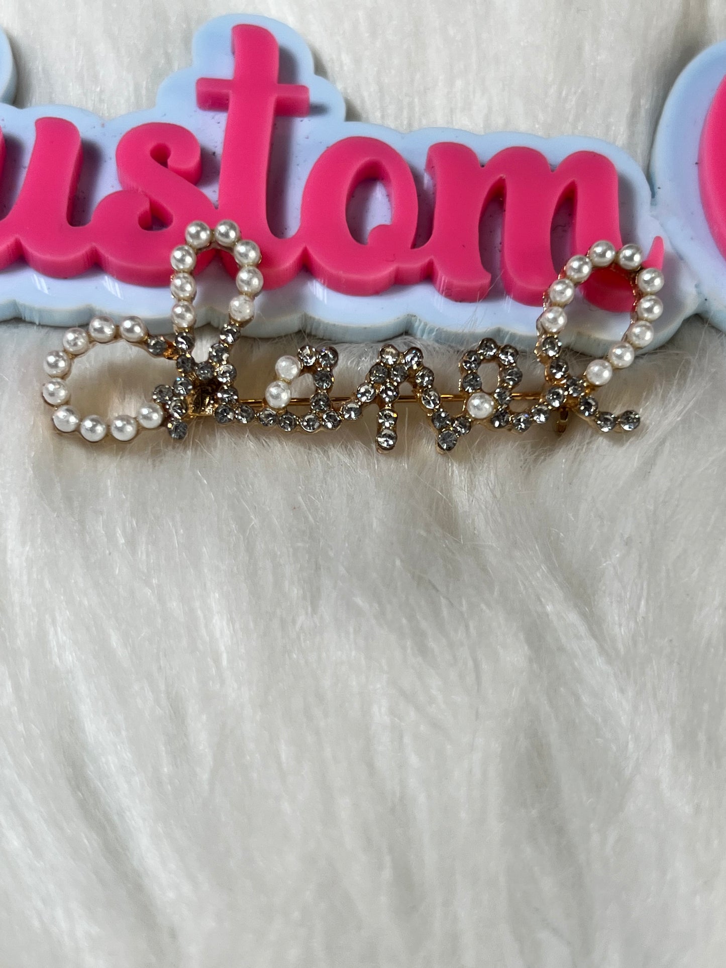 Gold Pearl Bling CC Brooch