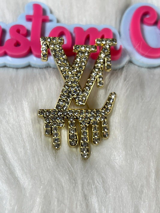 Dripping LV Bling Gold Brooch