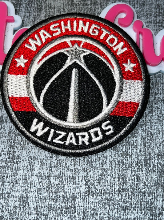 Red Black Monument Emblem Embroidered Iron-On Patch | Round Statement Appliqué