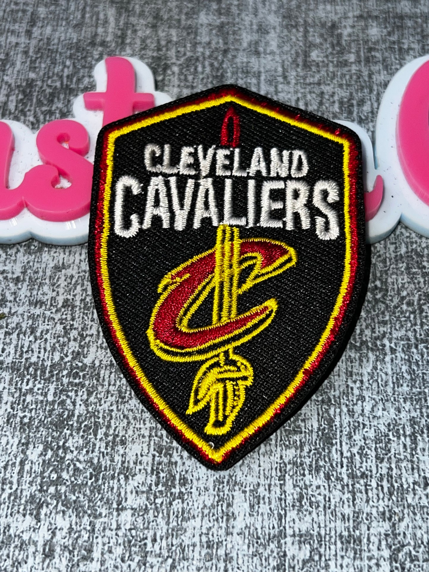 Red Gold Shield Embroidered Iron-On Patch | Statement Appliqué