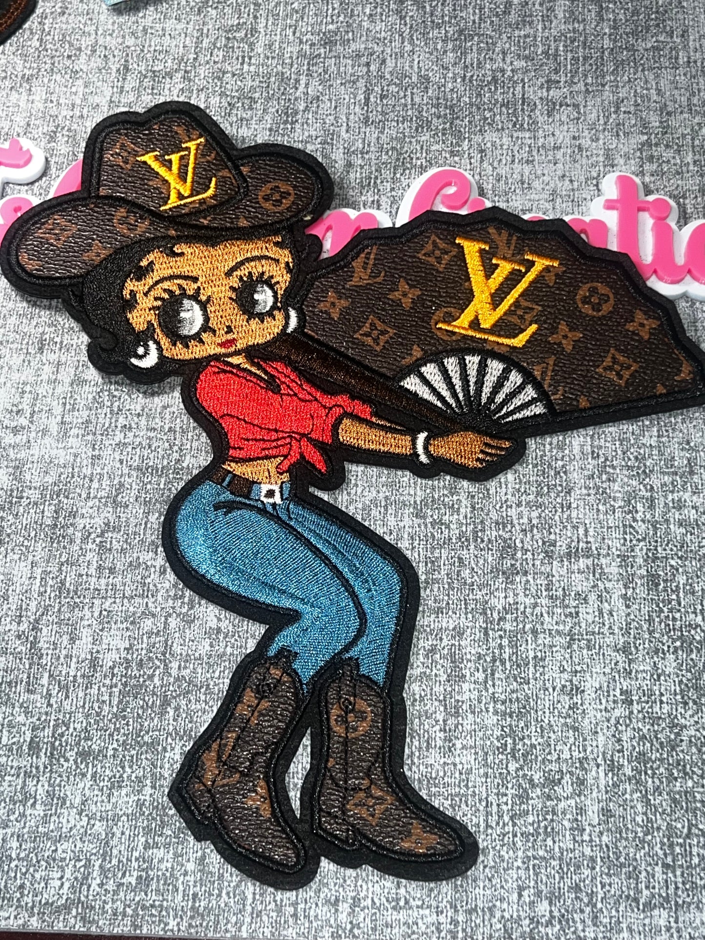 Western Fashion Woman Embroidered Iron-On Patch | Cowboy Hat Fan and Boots Applique for Jackets and Bags