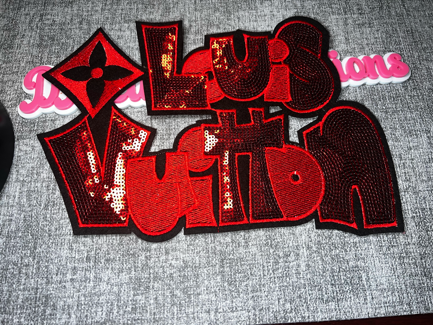 Red & Black Sequin Fashion Letter Embroidered Patch – Statement Iron On Applique