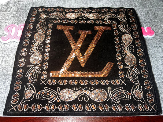 Black Bronze Sequin Floral Square Patch – Oversized Fashion Sew On Applique