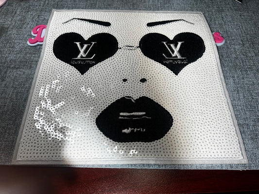 White Sequin Face Sunglasses Patch – Oversized Fashion Sew On Applique
