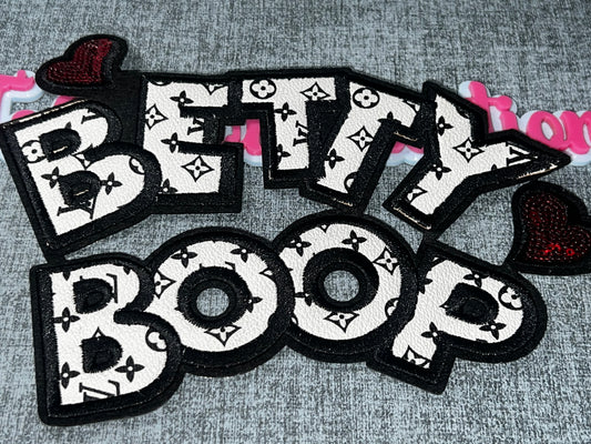 Black White Patterned Letter Fashion Patch – Oversized Embroidered Statement Applique