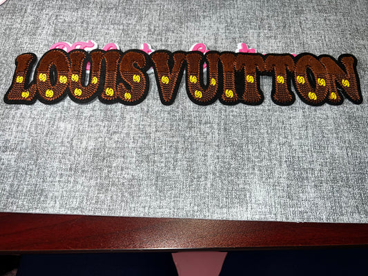 Brown Script Fashion Lettering Patch – Oversized Embroidered Applique