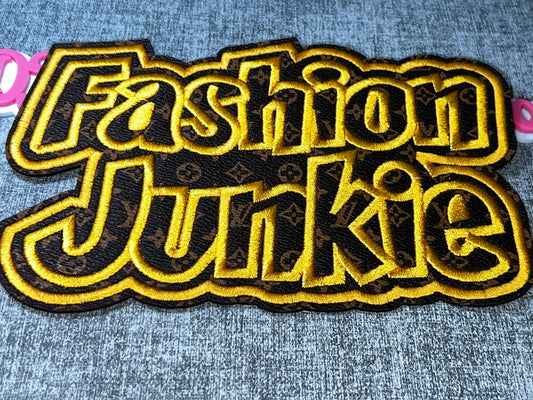 Fashion Junkie Brown Monogram Print Patch – Oversized Embroidered Applique Large