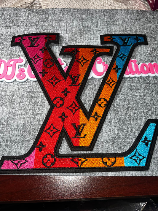 Multicolor Monogram Letter Patch – Oversized Embroidered Fashion Applique