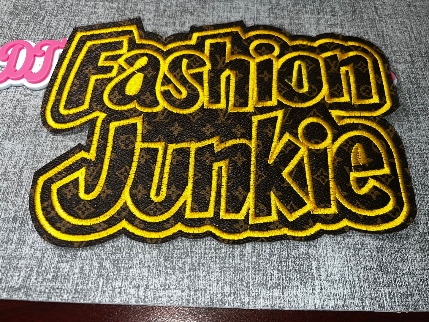 Fashion Junkie Brown Monogram Print Patch – Large Embroidered Applique Medium