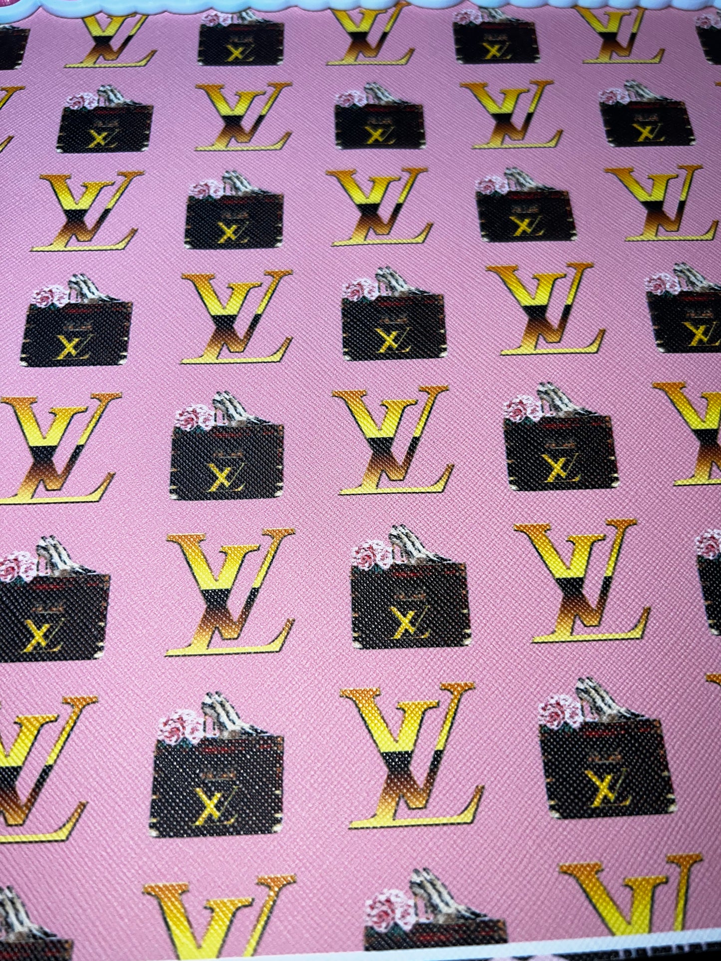 Pink Gold Shopping Bag Monogram Faux Leather Sheet – Fashion Craft Fabric