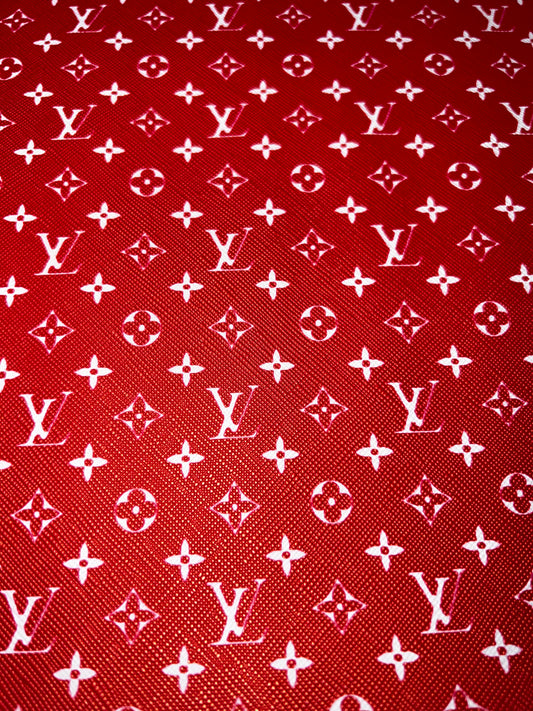 Red White Geometric Monogram Faux Leather Sheet – Fashion Craft Fabric