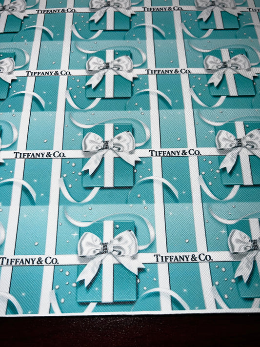 Aqua Gift Box Bow Faux Leather Sheet – Glam Fashion Craft Fabric