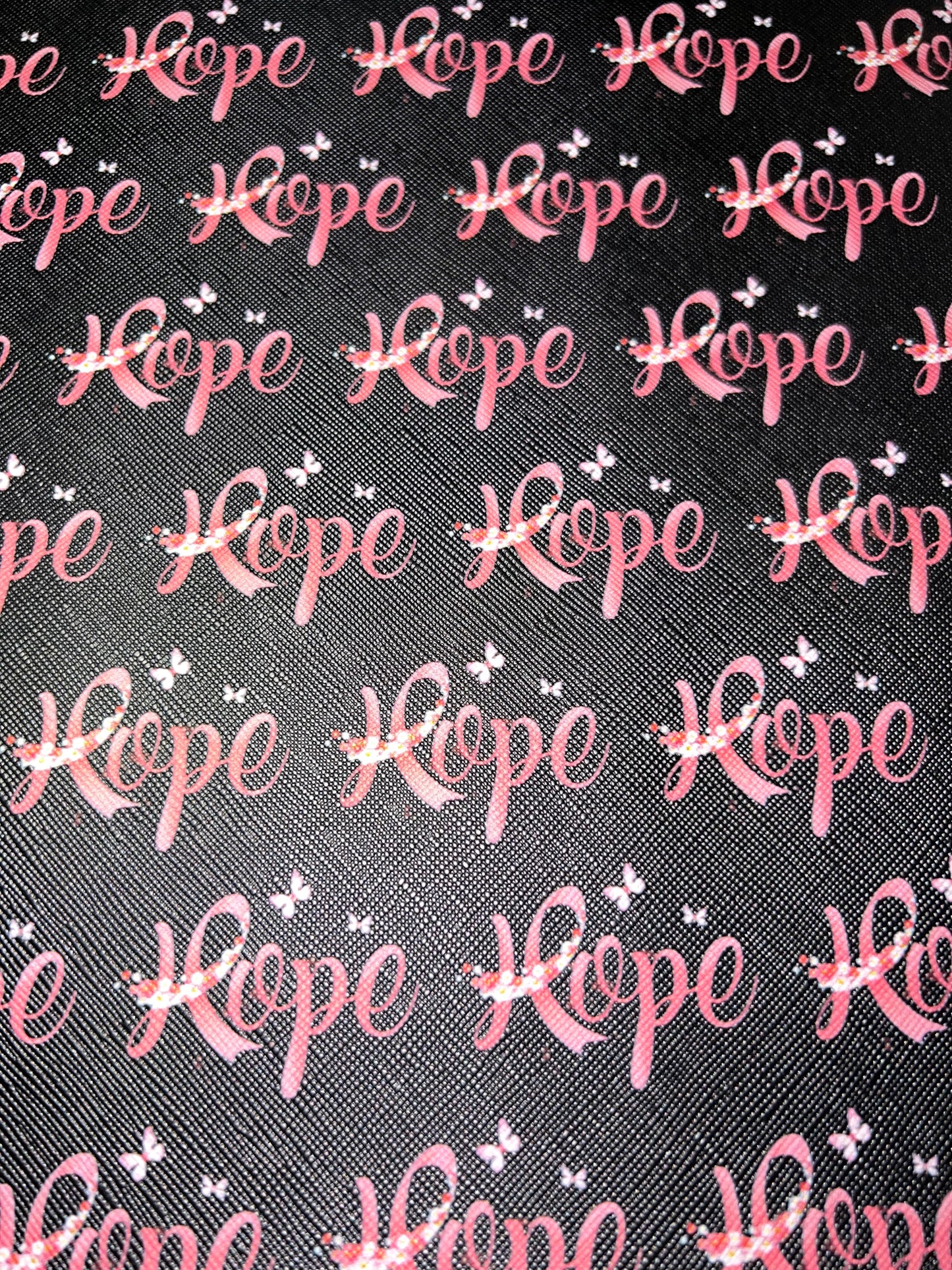 Black Pink Hope Ribbon Faux Leather Sheet – Cancer Awareness Craft Fabric